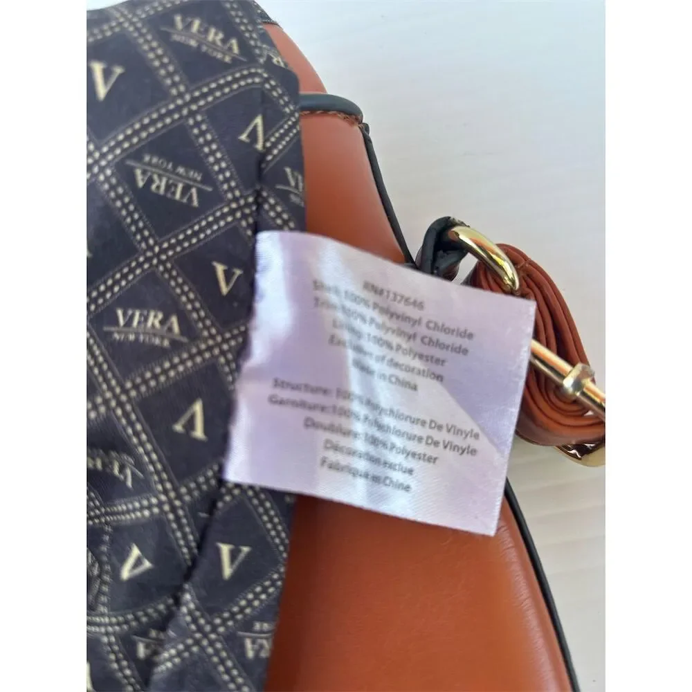 Vera Wang New York Women's Brown Crossbody Purse Adjustable Strap‎ Casual